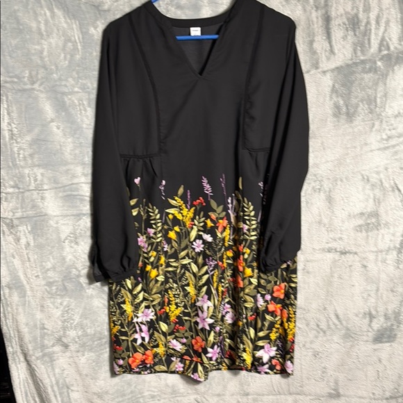 Floral Black Dress with Colorful Print old navy spring summer dress boho midi - Picture 1 of 9
